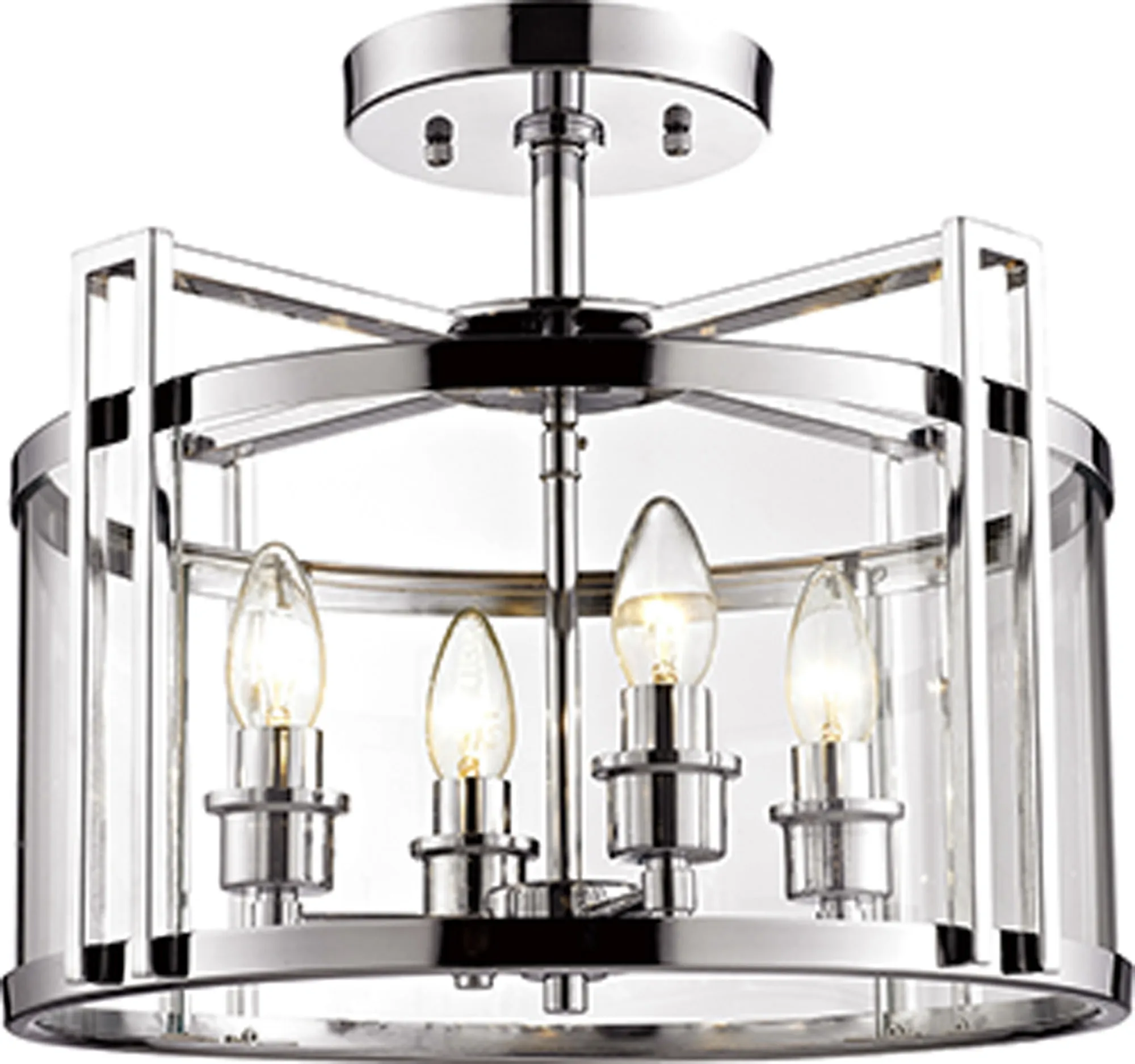 IL31081  Eaton Glass Semi Flush 4 Light Polished Chrome